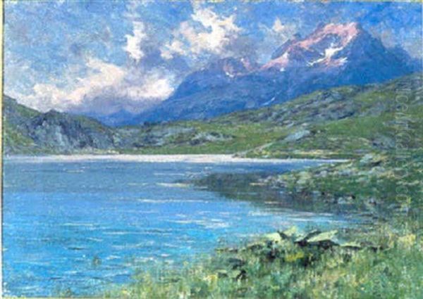 Le Lac Jeplan (massif Des Sept Laux) Oil Painting by Charles Alexandre Bertier