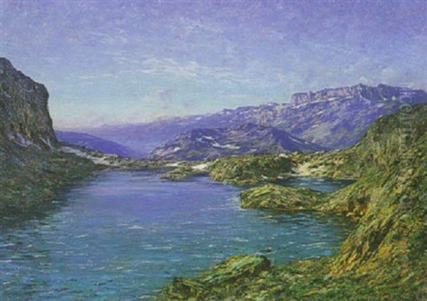 Le Lac Cornu (chamonix) Oil Painting by Charles Alexandre Bertier