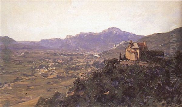 Le Chateau De Bouqueron Et Le Moucherotte Oil Painting by Charles Alexandre Bertier