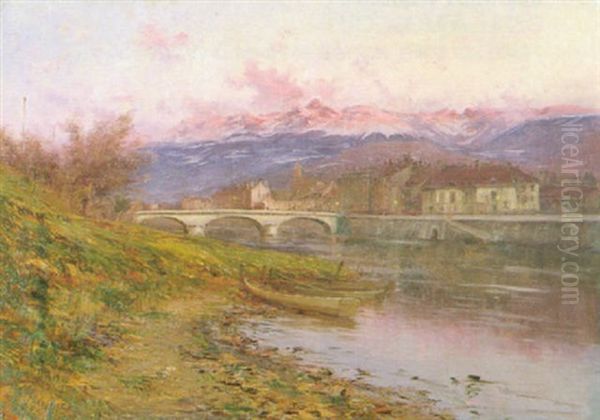 Grenoble, Soleil Couchant Oil Painting by Charles Alexandre Bertier