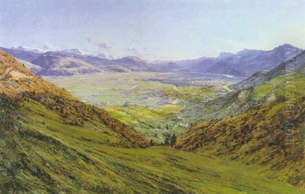 Grenoble, Vue De La Route Du Sappey Oil Painting by Charles Alexandre Bertier