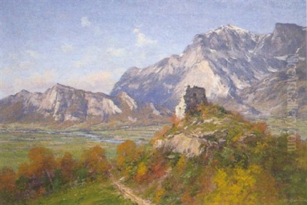 Paysage De Montagne, Environs De Ragaz Oil Painting by Charles Alexandre Bertier