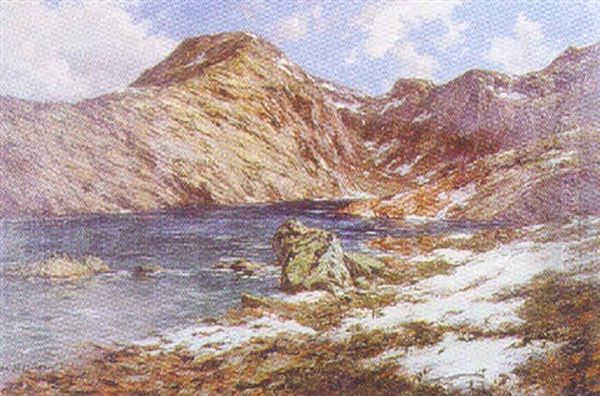 Lac De L'herpie Dans Le Massif Des Grandes-rouses Oil Painting by Charles Alexandre Bertier