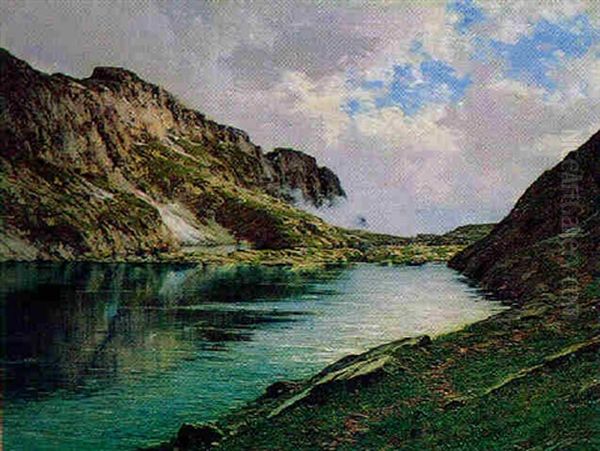 Le Grand Lac Des Sept Laux Oil Painting by Charles Alexandre Bertier