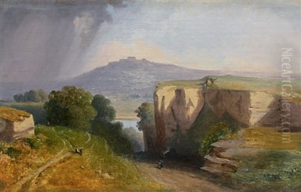 Vue Des Environs De Nemi Par Temps D'orage Oil Painting by Edouard Bertin