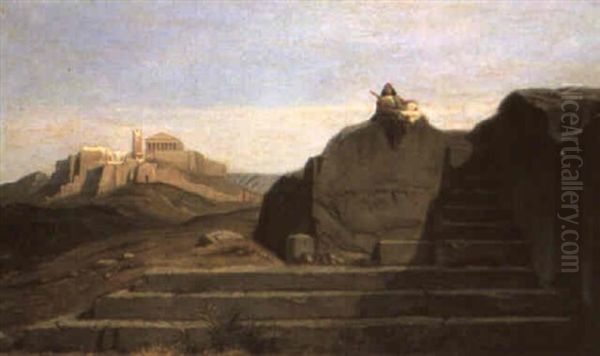 The Acropolis Oil Painting by Francois-Edouard Bertin