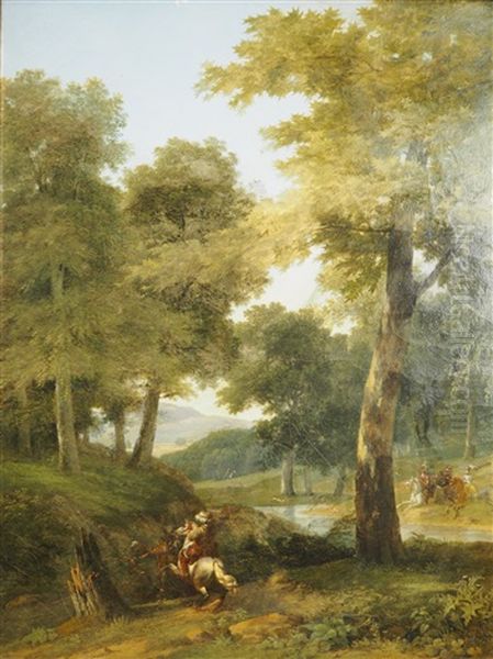 Scene De Chasse A Courre A La Renaissance Oil Painting by Jean Victor Bertin