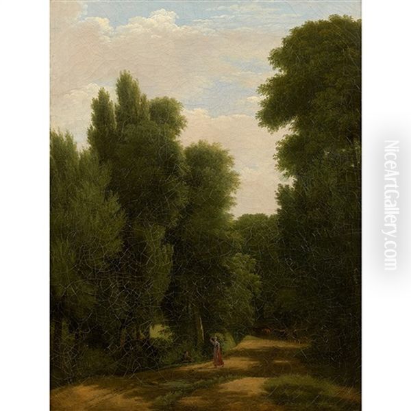 Chemin Forestier Avec Figure Oil Painting by Jean Victor Bertin