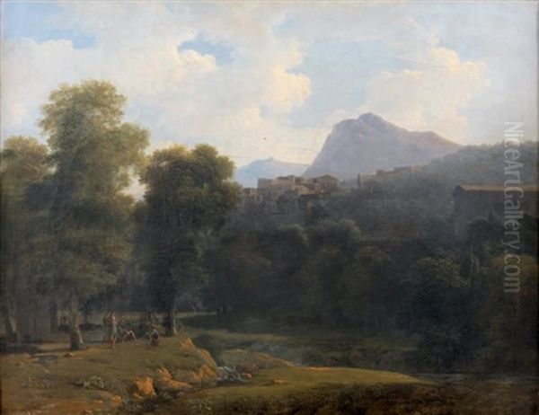 Paysages D'italie Avec Un Joueur De Lyre Oil Painting by Jean Victor Bertin