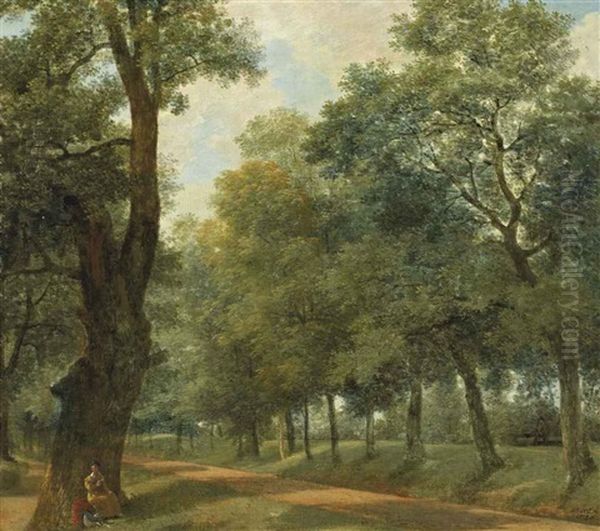 Liseuse Au Pied D'un Arbre Oil Painting by Jean Victor Bertin