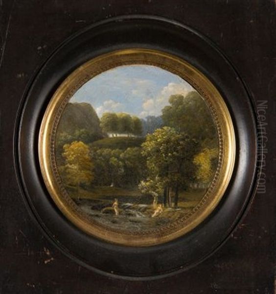 Arkadische Landschaft Mit Drei Wassernymphen Oil Painting by Jean Victor Bertin