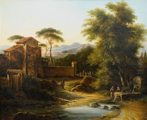 Paysage Italien Oil Painting by Jean Victor Bertin