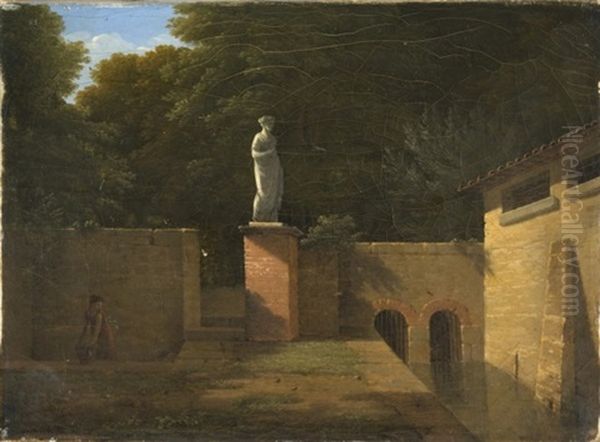 Statue Antique Dans Un Parc Italien Oil Painting by Jean Victor Bertin