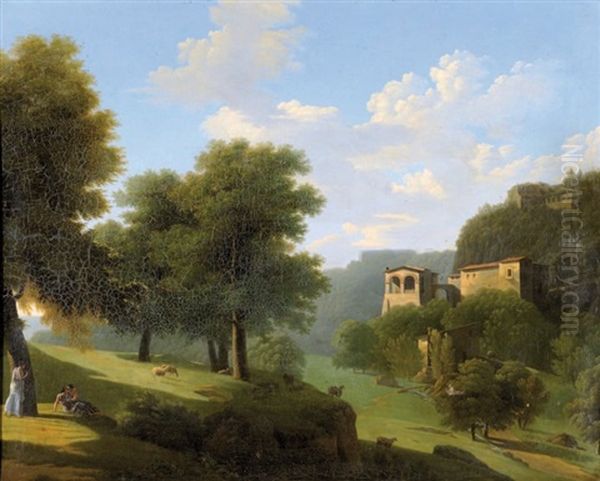 Bpersonnages Dans Un Paysage Classique Oil Painting by Jean Victor Bertin