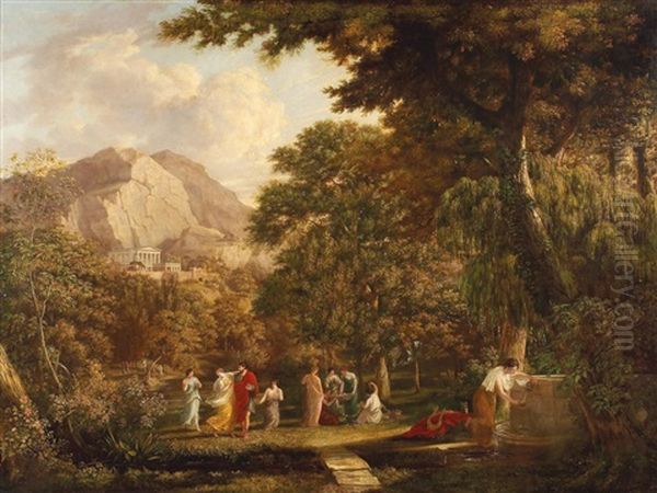 Das Orakel Von Delphi Oil Painting by Jean Victor Bertin