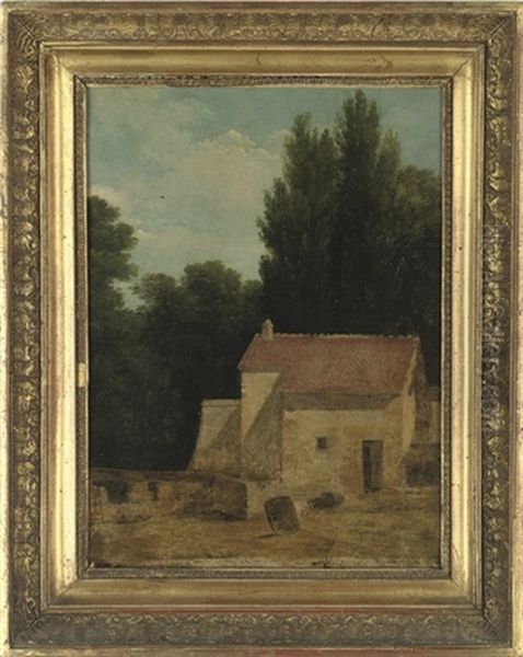 View Of A Farm Outbuilding In A Landscape Oil Painting by Jean Victor Bertin