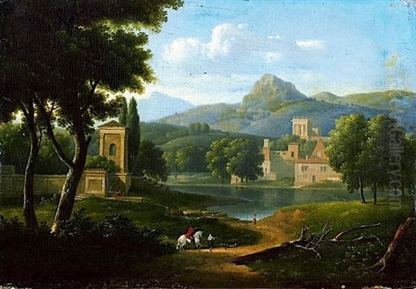 Paysage Classique Anime Oil Painting by Jean Victor Bertin