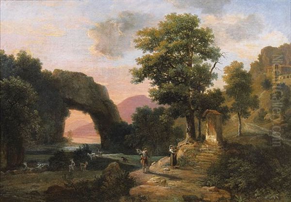 Paysage Au Puits Oil Painting by Jean Victor Bertin