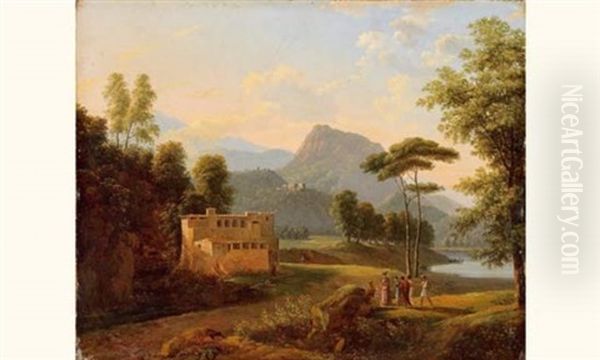 Paysage Classique Oil Painting by Jean Victor Bertin