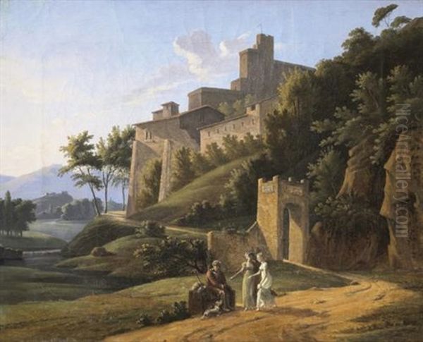 Paysage Avec Promeneur Oil Painting by Jean Victor Bertin