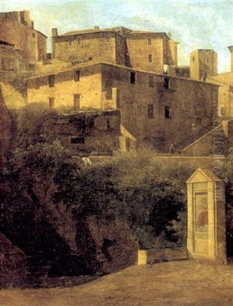 Vue D'un Village En Italie (tivoli?) Oil Painting by Jean Victor Bertin