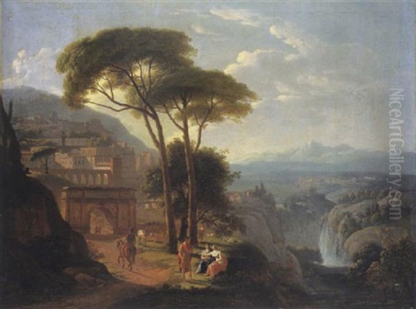 Vue De Tivoli Oil Painting by Jean Victor Bertin