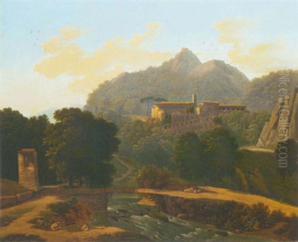 Le Monastere De San Benedetto Oil Painting by Jean Victor Bertin