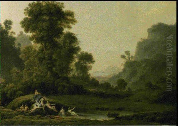 Diane Et Ses Nymphes Dans Un Paysage Oil Painting by Jean Victor Bertin