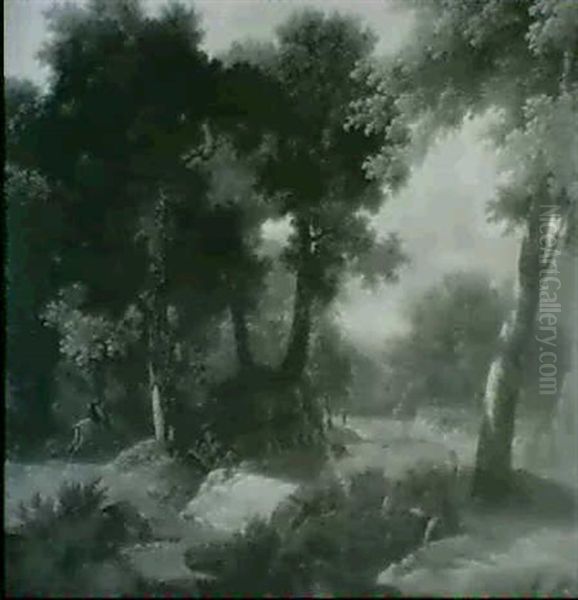 Paysage Et Chasseurs Oil Painting by Jean Victor Bertin