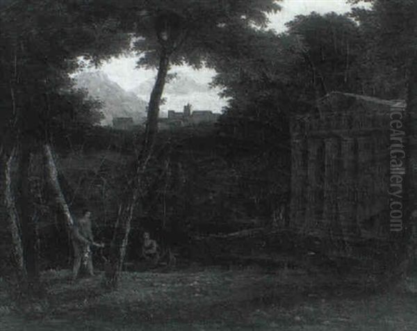 Paysage Avec Un Temple Grec Oil Painting by Jean Victor Bertin