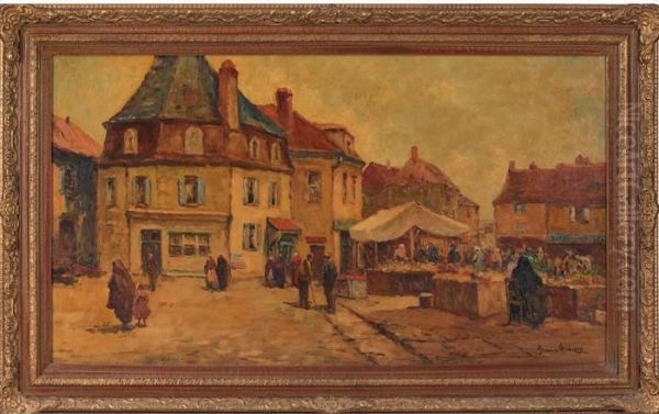 Market Square Oil Painting by Dennis Ainsley