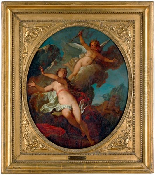 Amor Und Nymphe Mit Einem Zephyr Oil Painting by Nicolas Bertin