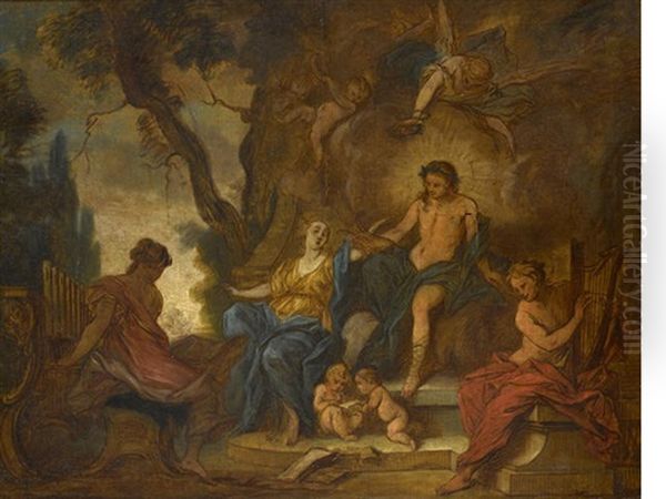 Apollo And The Muses Oil Painting by Nicolas Bertin