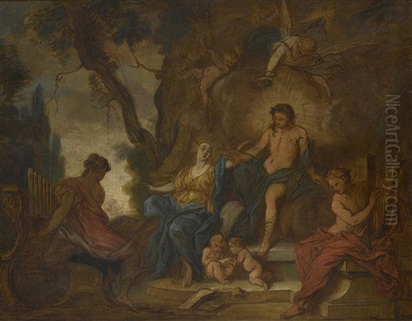 Apollo And The Muses Oil Painting by Nicolas Bertin