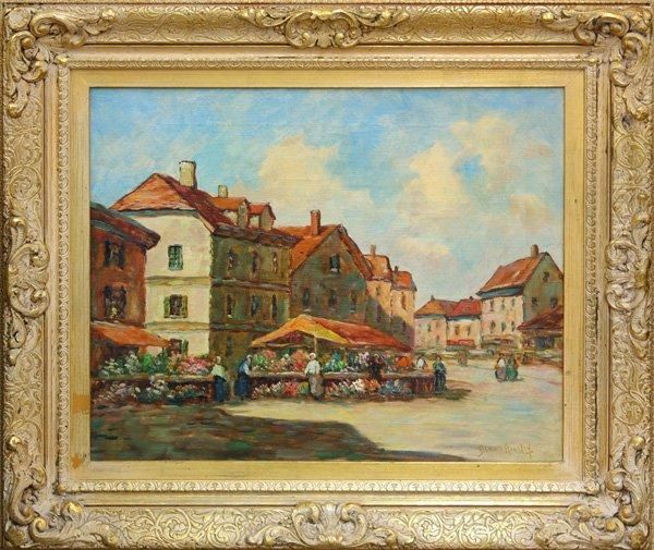 Flower Market Oil Painting by Dennis Ainsley