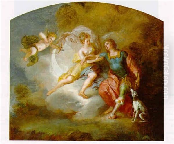 Diana And Endymion Oil Painting by Nicolas Bertin