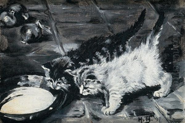 Junge Katzen Oil Painting by Hans Bertle