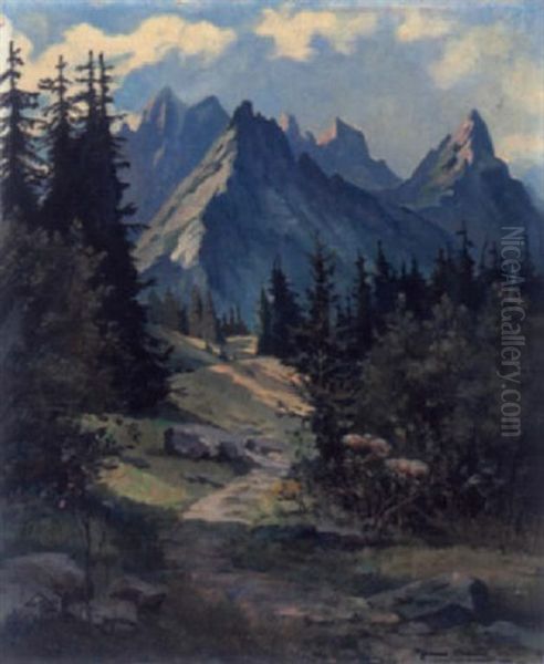 Sommer Im Gebirge Oil Painting by Hans Bertle