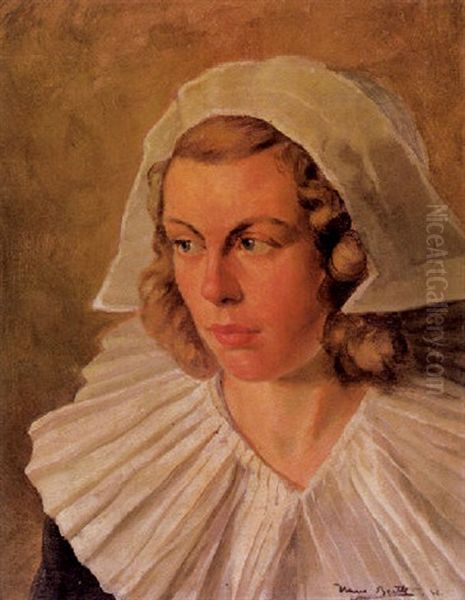 Brustportrait Einer Jungen Frau In Tracht Oil Painting by Hans Bertle