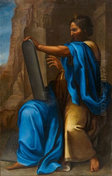 Moses With The Tablets Of Law Oil Painting by Jacopo Bertoia