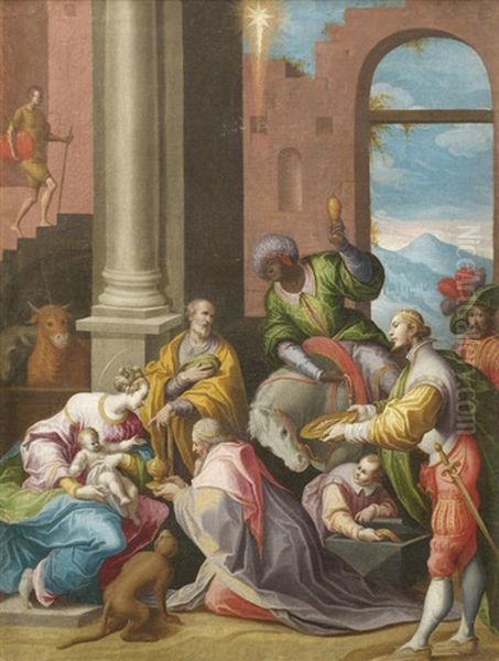 The Adoration Of The Magi Oil Painting by Jacopo Bertoia