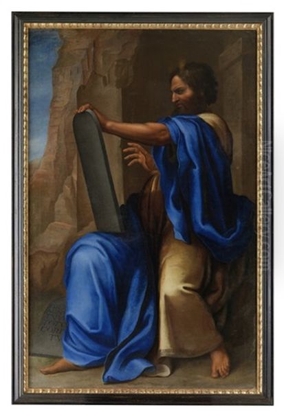 Moses Auf Dem Berg Sinai Die Zehn Gebote Haltend Oil Painting by Jacopo Bertoia