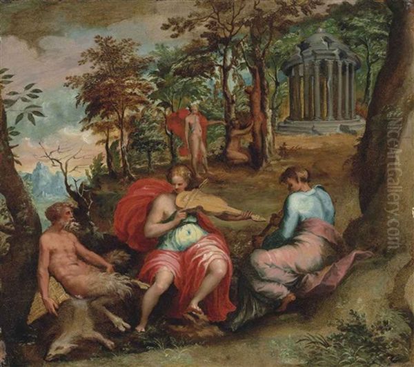 The Contest Of Apollo And Marsyas Oil Painting by Jacopo Bertoia