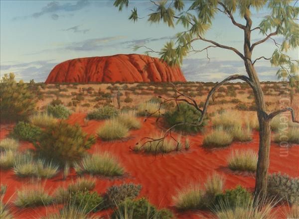 Ainslie Uluru Or Ayers Rock,australia Oil Painting by Samuel James Ainsley