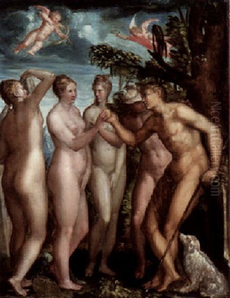 The Judgement Of Paris Oil Painting by Jacopo Bertoia