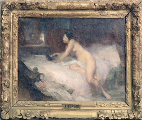 Jeune Femme Nue Allongee Sur Son Lit Oil Painting by Armand Berton