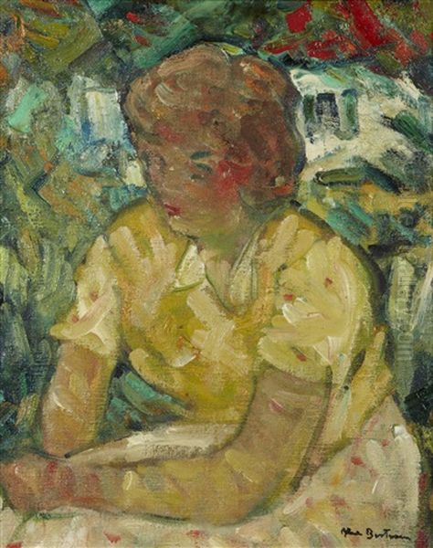 Portrait De Femme En Jaune Oil Painting by Abel Bertram