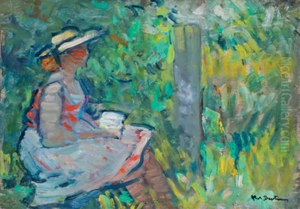 La Lecture Dans Le Jardin Oil Painting by Abel Bertram