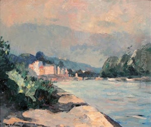 Bords De Seine Oil Painting by Abel Bertram