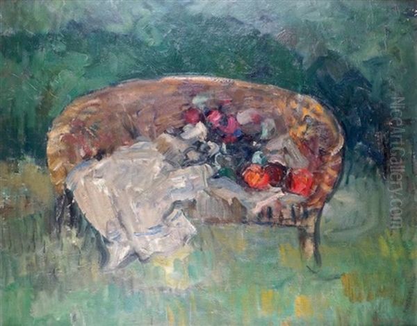 Le Canape En Rotin Dans Le Jardin Oil Painting by Abel Bertram